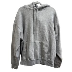 John Galt Brandy Melville Gray Cotton Oversized Fleece Lined Hoodie Women-M/L